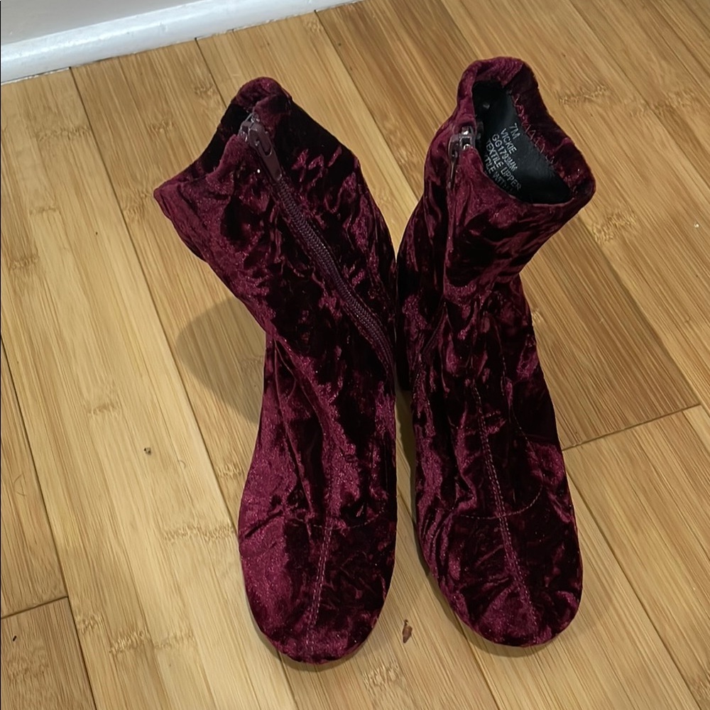 MIA Red Velvet Ankle Booties Luxurious Style